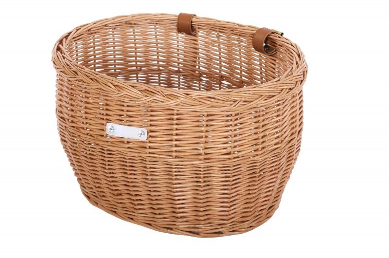 Bobbin Market Wicker Oval Basket with Leather Straps product image