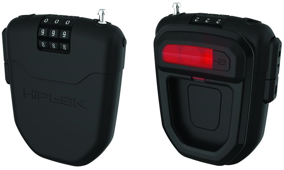 HipLok FLX Wearable Retractable Combination Lock with Integrated Rear Light Black product image