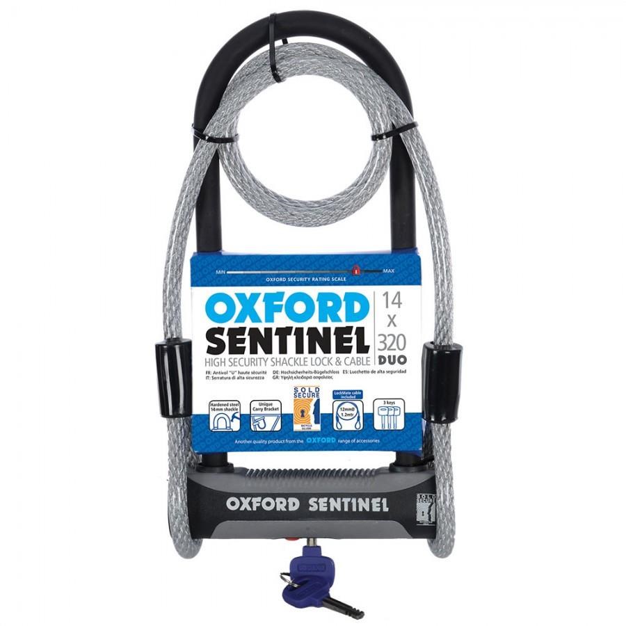 Oxford Sentinel U Lock and Cable Duo - Silver Sold Secure Rating product image
